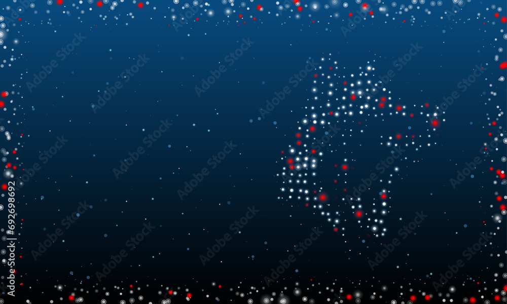 Poster on the right is the wolf head symbol filled with white dots. pointillism style. abstract futuristic 