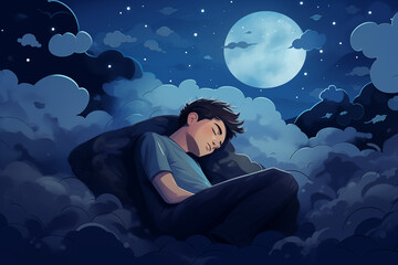 person sleeping with moon