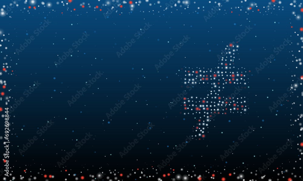 Poster on the right is the not equal symbol filled with white dots. pointillism style. abstract futuristic 