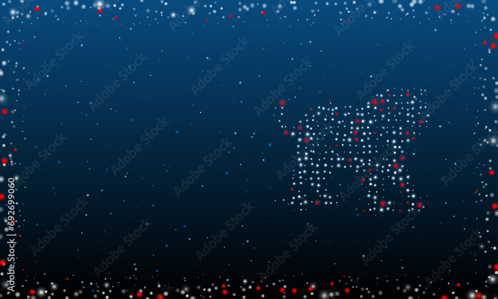 Poster on the right is the tiger symbol filled with white dots. pointillism style. abstract futuristic fram