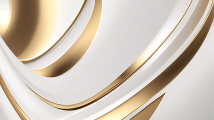 Moderner abstrakter Hintergrund in Weiß und Gold. Abstrakte geometrische Form, Weißgold-Hintergrund mit 3D-Licht- und Schattenschichten für Präsentationsdesign.