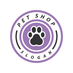 vector pet logo design paw in circle style, vector for animal shop business