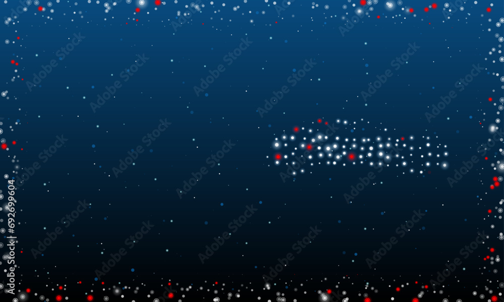 Poster on the right is the car symbol filled with white dots. pointillism style. abstract futuristic frame 