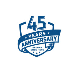 45 years anniversary celebration design template. 45th anniversary logo. Vector and illustration.
