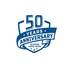 50 years anniversary celebration design template. 50th anniversary logo. Vector and illustration. - obrazy, fototapety, plakaty