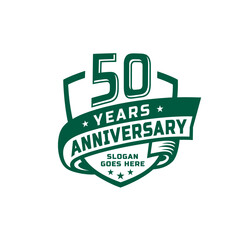 50 years anniversary celebration design template. 50th anniversary logo. Vector and illustration. - obrazy, fototapety, plakaty