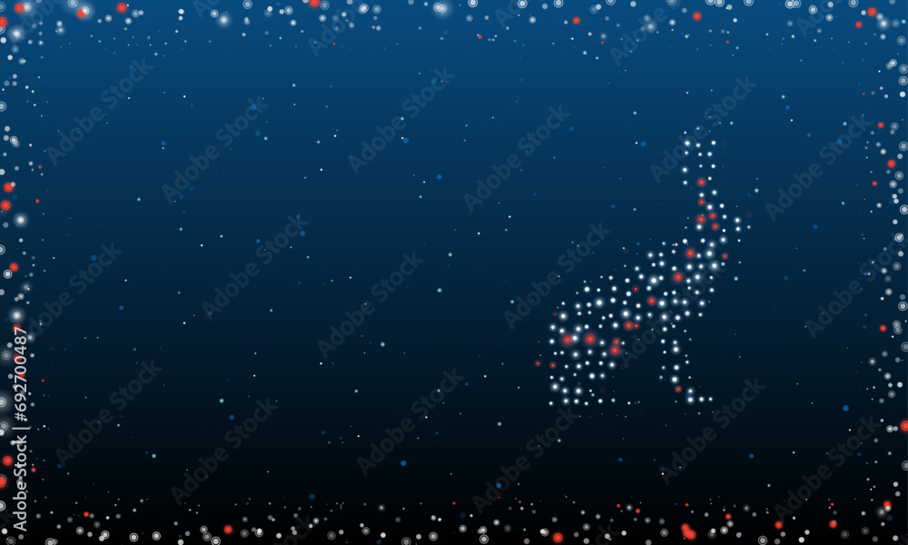 Poster on the right is the hare symbol filled with white dots. pointillism style. abstract futuristic frame