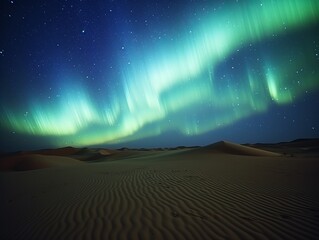 Generative AI image of Northern lights in the Dubai desert