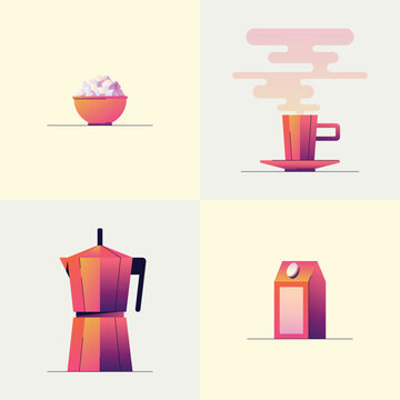 Set of illustrated Coffee Elements