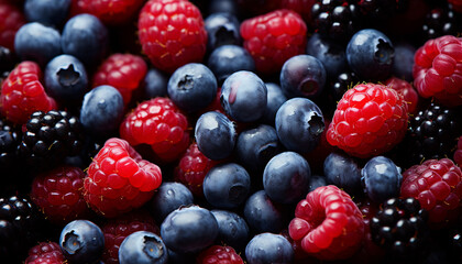 Freshness of nature healthy eating, berry fruit dessert generated by AI
