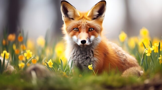 Generative AI image of fox in the grass