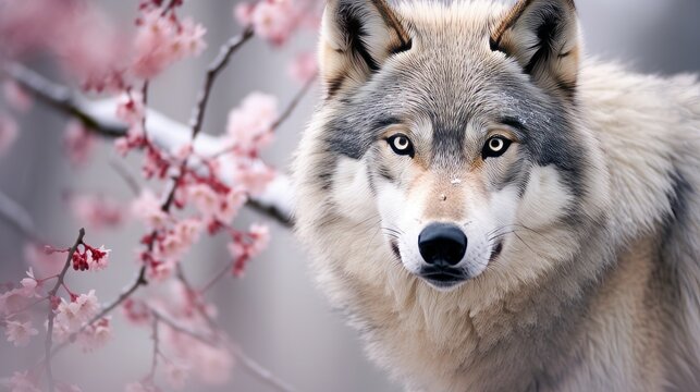 Generative AI image of wolf in the snow