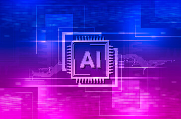  AI artificial intelligence concept. Technological inscription AI.