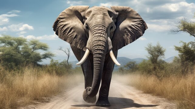 Generative AI image of elephant in Africa