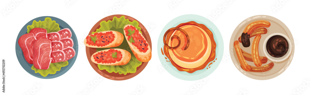 Canvas Prints spanish dish and food of mediterranean cuisine vector set