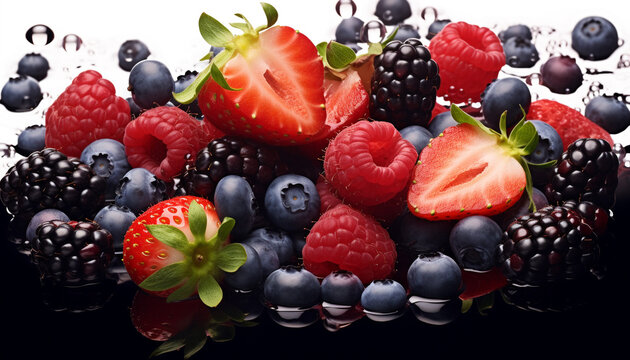 Freshness of nature gourmet berries, healthy and sweet generated by AI