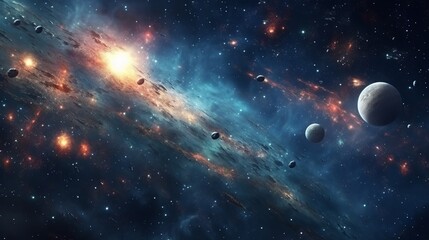 Obraz na płótnie Canvas Generative AI image of space, planets and starts