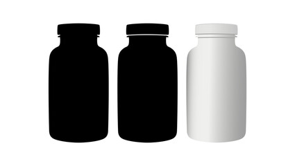 plastic white pill bottle, set of pill bottles