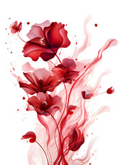 Abstract red whirlwind petal flowers on white background