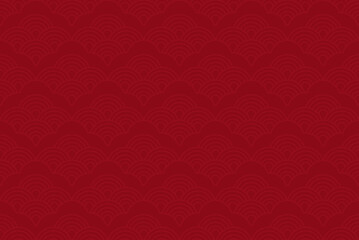 Seamless pattern with waves and red background.
