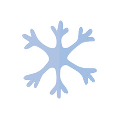 Simple doodle snowflake illustration blue color. Isolated snowy icon for print.