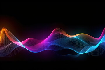 waves background neon Abstract wave electronic wavy glowing black space light energy music fashion spectrum gradient design graphic equalizer speaker element vibration flow frequency sound bright - obrazy, fototapety, plakaty