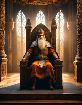 Odhinn sits on his throne - Generative AI	
