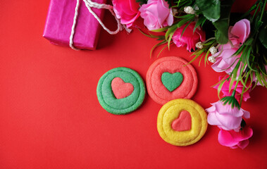 Festive holiday multicolored cookies for Valentine's day