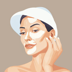 Skinimalism, Ageless Beauty: senior Woman in Skincare Illustration