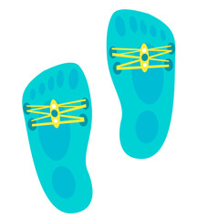 Beautiful blue women's slippers with yellow beads. Beach shoes. Blue slippers.