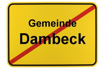 Illustration eines Ortsschildes der Gemeinde Dambeck in Mecklenburg-Vorpommern