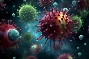 Naklejka na ściany i meble Influenza virus close-up