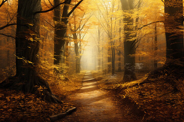 Fototapeta na wymiar Path in the autumn forest