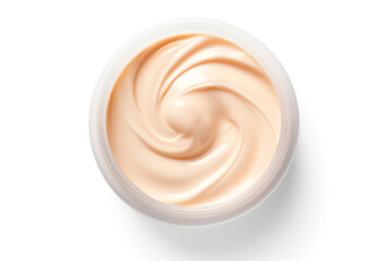 Isolated cosmetic container with body cream on transparent background, top view - Powered by Adobe