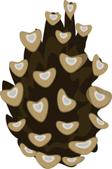 Pine cone in doodle style. on transparent, png. fir cone in flat style drawn by hand. Christmas, New Year's decor