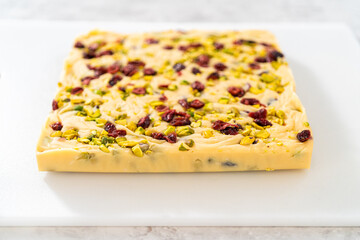 Cranberry pistachio fudge