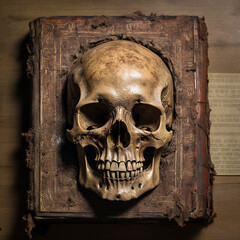 portrait illustration human skull background, human