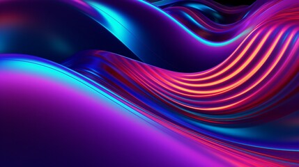 Iridescent neon waves undulating in a hypnotic rhythm, creating a futuristic visual experience.