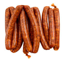 Raw barbecue sausages on a white background. Pork sausage isolate
