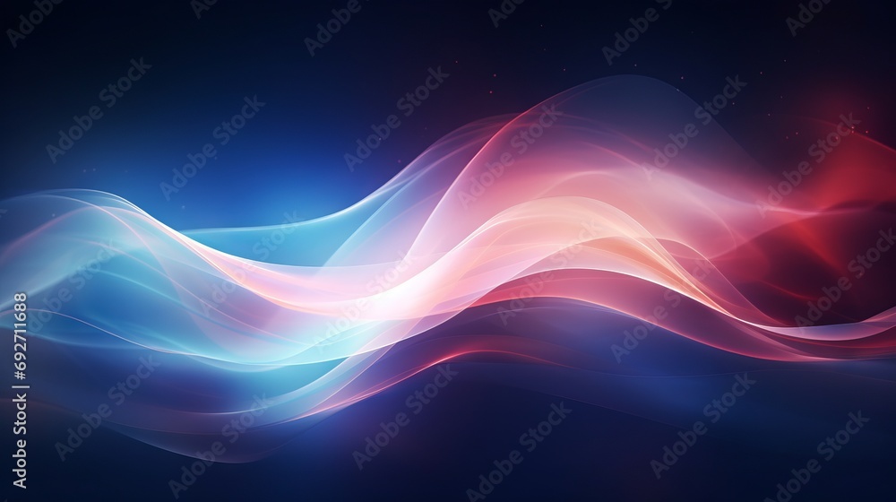 Poster abstract background with blue and red wavy lines. illustration. generative ai