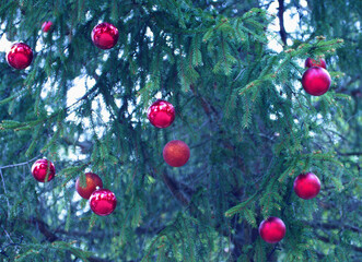 Christmas decoration details on Christmas tree