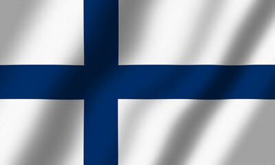 Powiewająca flaga Finlandii - obrazy, fototapety, plakaty