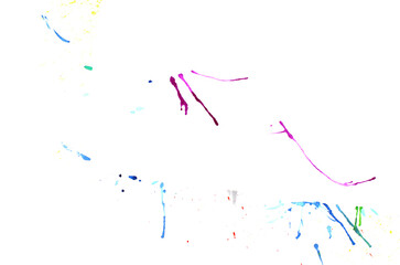 Abstract colorful dripping on paper isolated on a white