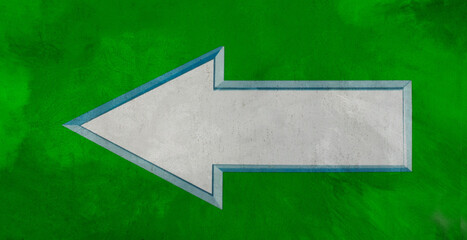White arrow on green background