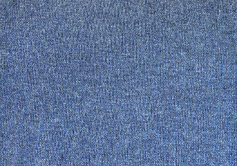 Texture of blue knitted fabric as background.