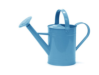 Blue watering can isolated on a white background