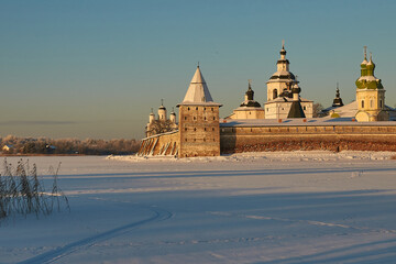 Beautiful landscape with a view of the ancient Orthodox monastery