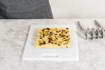 Cranberry pistachio fudge
