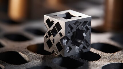 A closeup shot of a metal object on a black background with shallow depth of field Generative AI