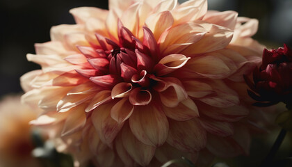Vibrant dahlia blossom, multi colored petals, beauty in nature bouquet generated by AI